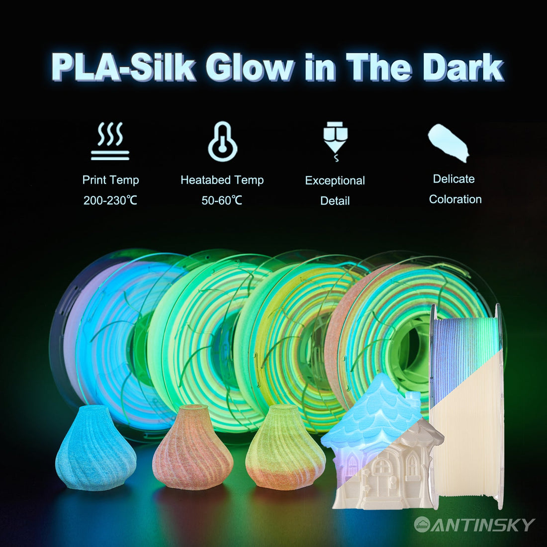 Glow in the Dark: ANTINSKY's New Luminous PLA Family Brings Night-Light Magic to Everyday Prints